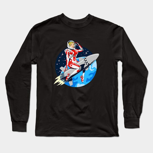 Super Rocket Girl Long Sleeve T-Shirt by HARKO DESIGN